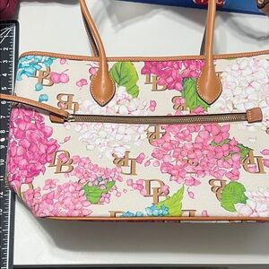 Dooney & Bourke Floral Tote with Tan Handles